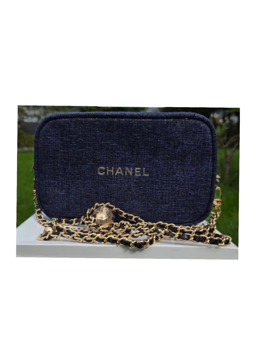 NWOT Chanel Beaute cosmetic bag Denim look.